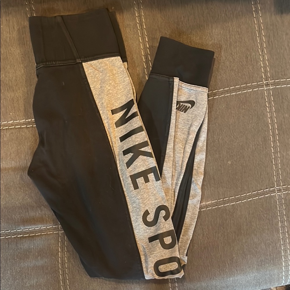 Nike Black and Gray Sweatpants with Bold Logo Design